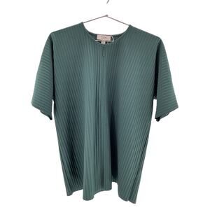 Cos Green Polyester Pleated Half-Zip Top Size S
